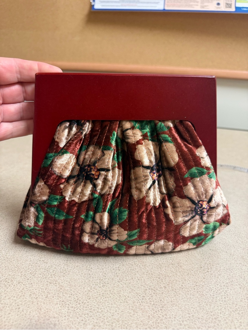 Vintage Anthropologie Pleated Velvet Clutch Bag